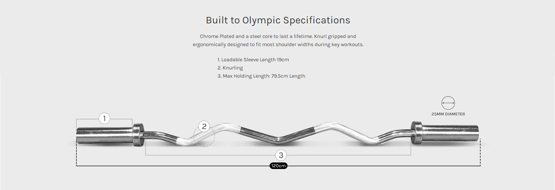 Chrome-plated Olympic barbell